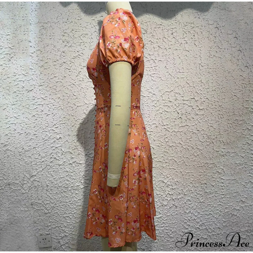V-Neck Lace Up Lantern Sleeve Ruffles Dress - Image 13