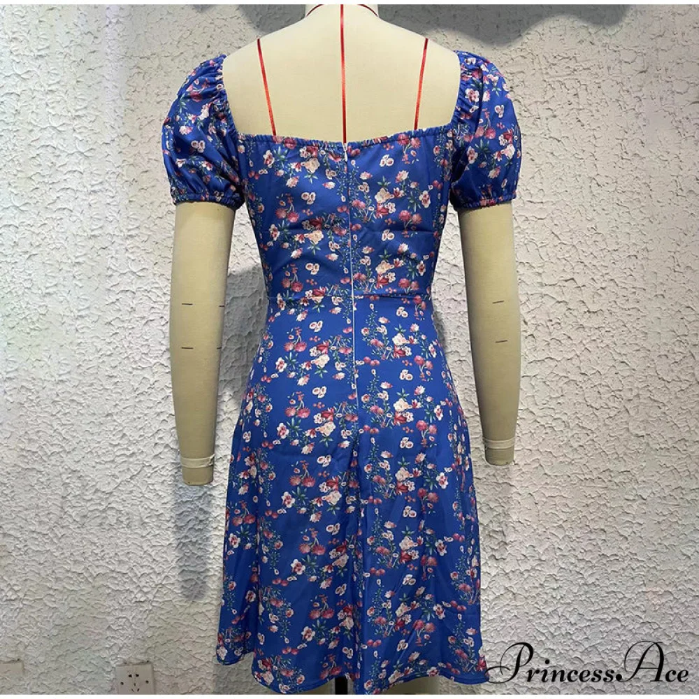V-Neck Lace Up Lantern Sleeve Ruffles Dress - Image 15