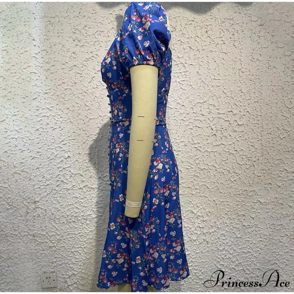 V-Neck Lace Up Lantern Sleeve Ruffles Dress - Image 16