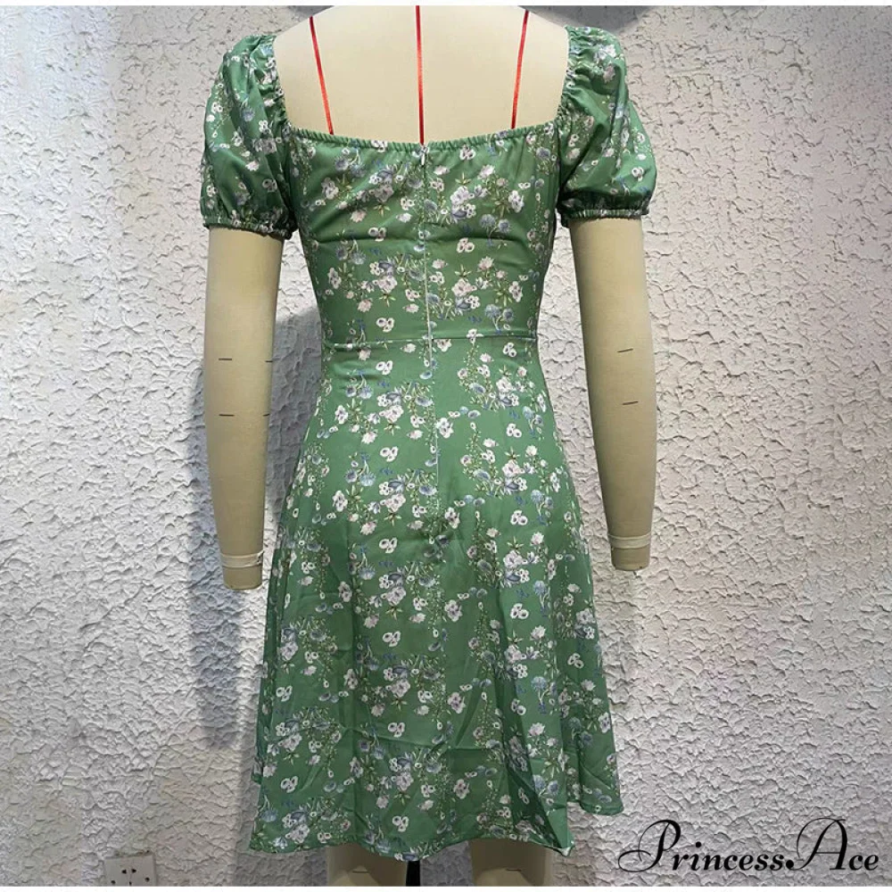 V-Neck Lace Up Lantern Sleeve Ruffles Dress - Image 18