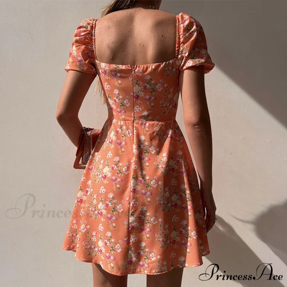 V-Neck Lace Up Lantern Sleeve Ruffles Dress - Image 4