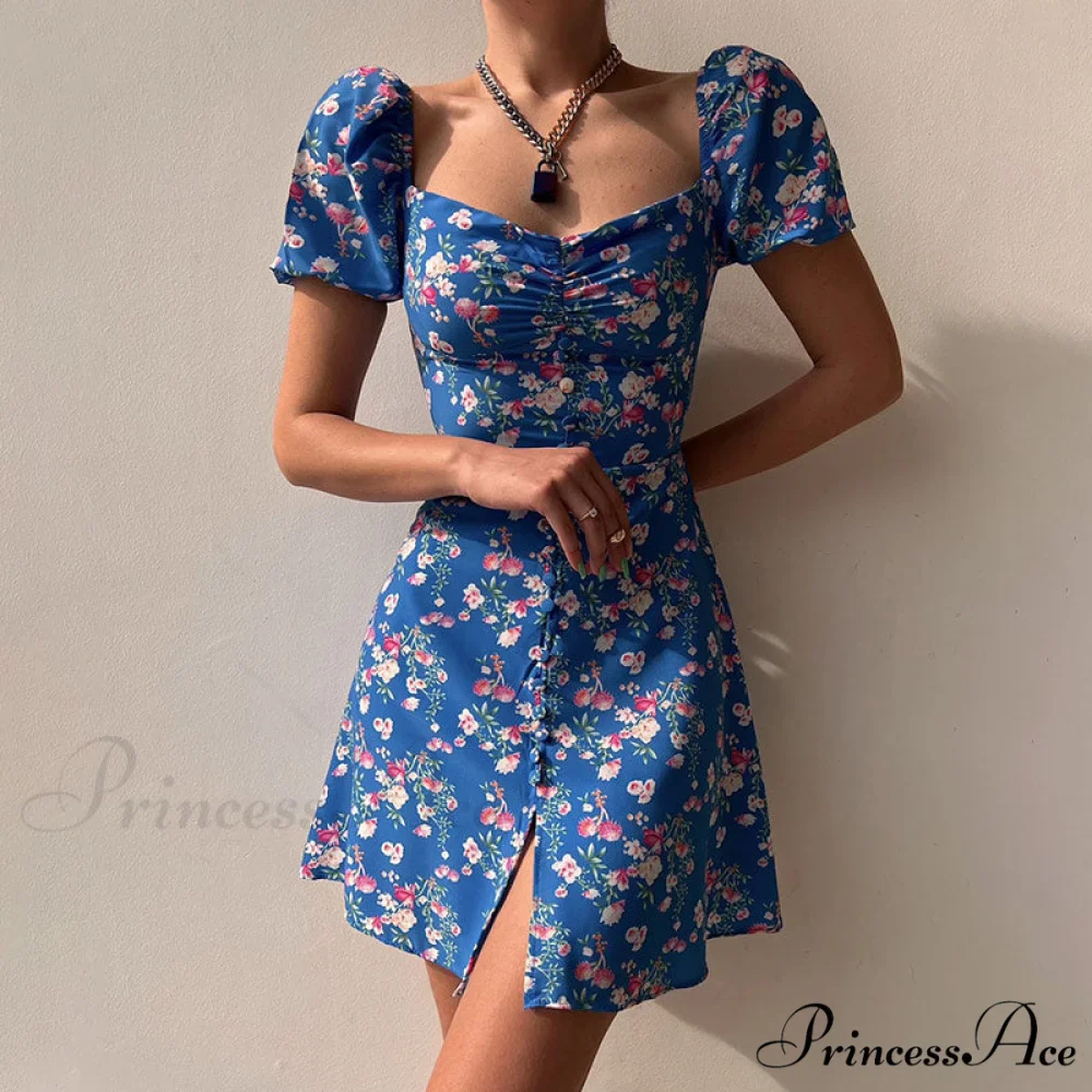 V-Neck Lace Up Lantern Sleeve Ruffles Dress - Image 5