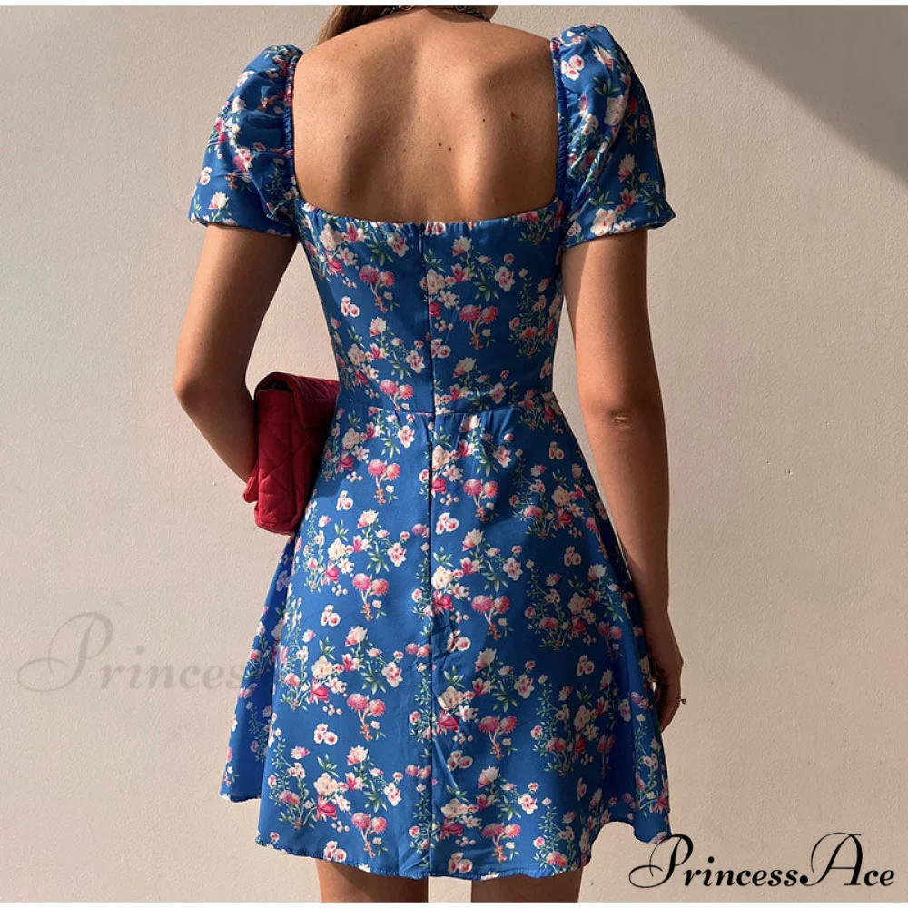 V-Neck Lace Up Lantern Sleeve Ruffles Dress - Image 6