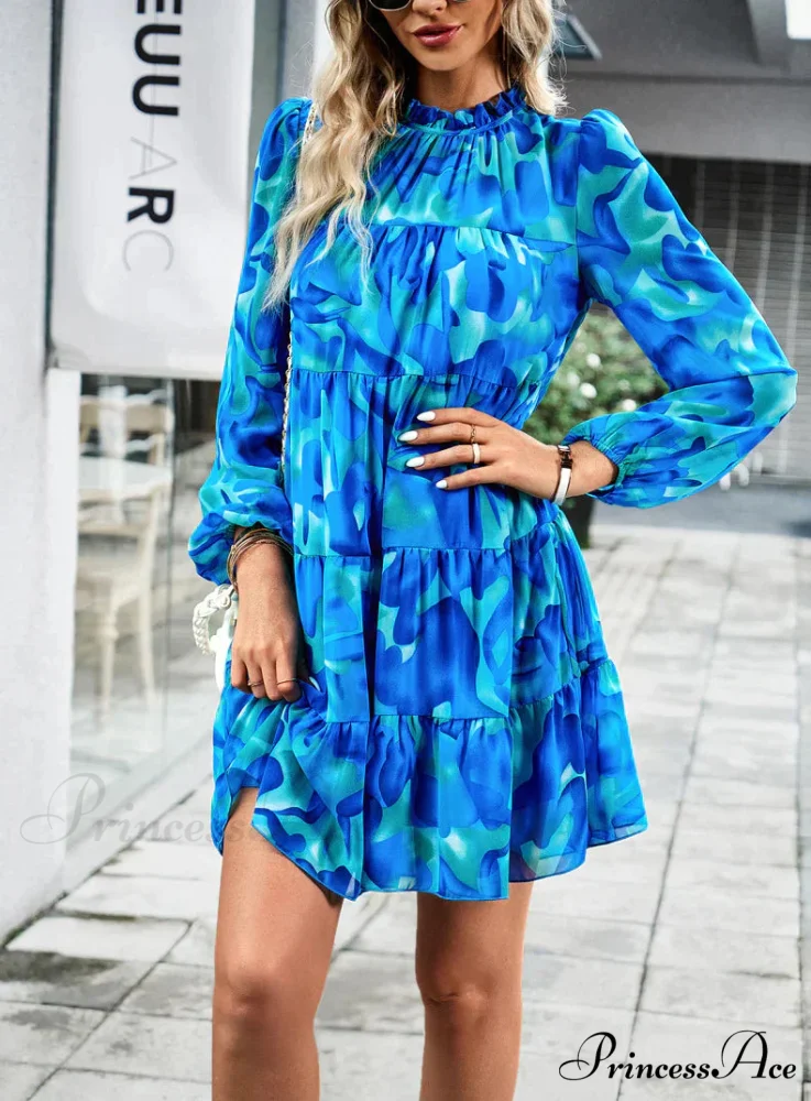 Long-Sleeved Short Dress with Print - Image 4
