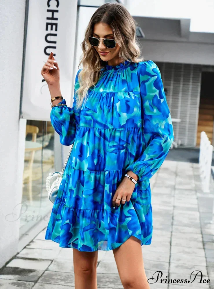 Long-Sleeved Short Dress with Print - Image 5