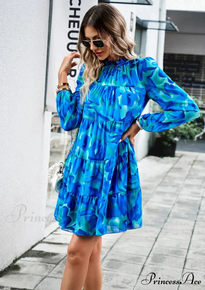 Long-Sleeved Short Dress with Print - Image 6
