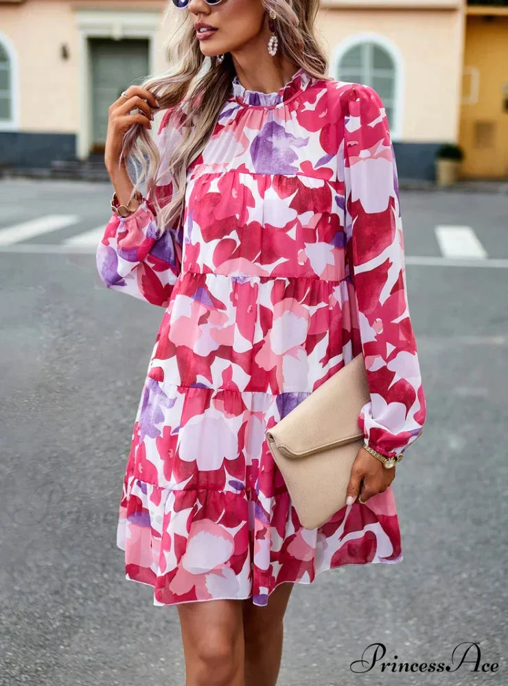 Long-Sleeved Short Dress with Print - Image 7