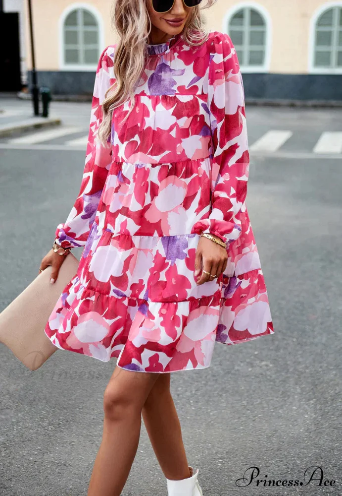 Long-Sleeved Short Dress with Print - Image 8