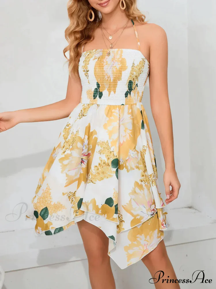 Backless Halter Slim Dress with Print - Image 3