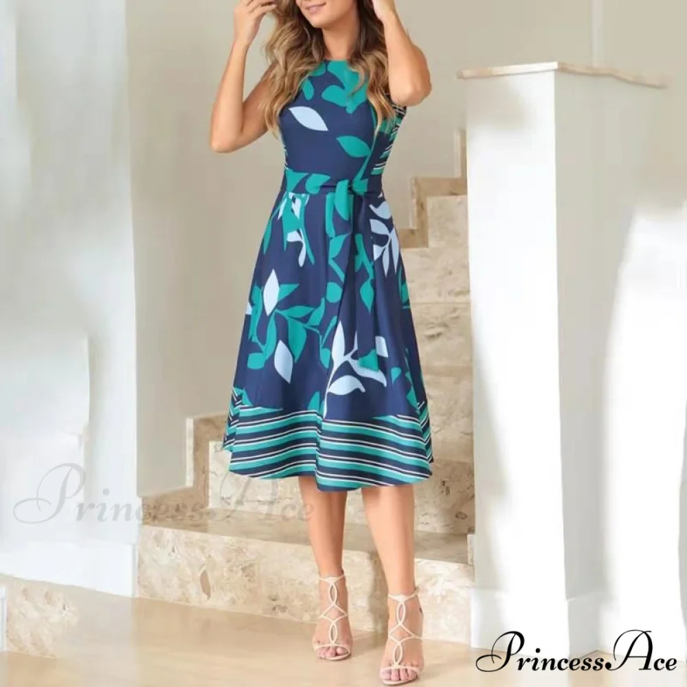 Pocket Design Belted Sleeveless Summer Dress - Image 2
