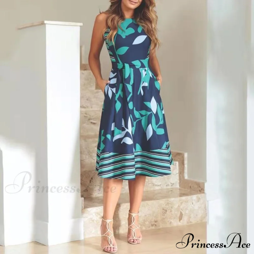 Pocket Design Belted Sleeveless Summer Dress - Image 3
