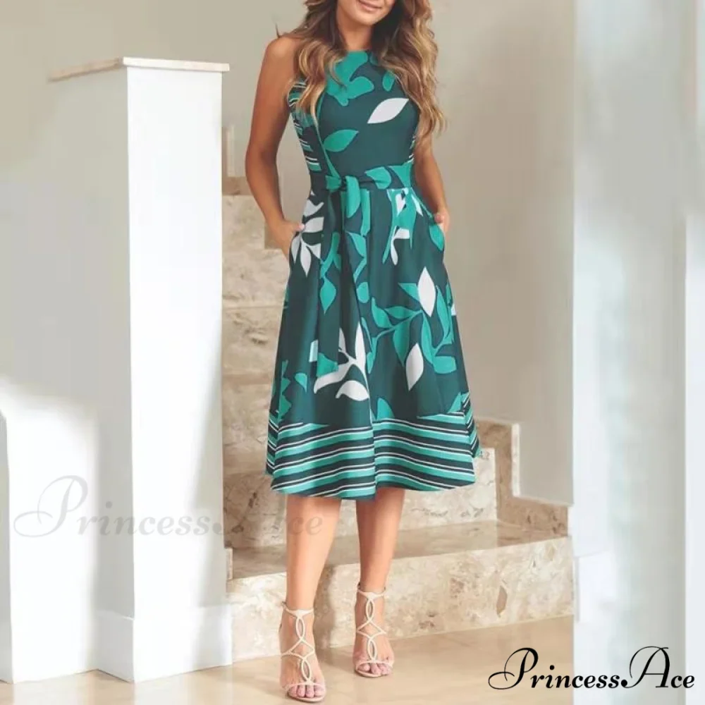 Pocket Design Belted Sleeveless Summer Dress - Image 5