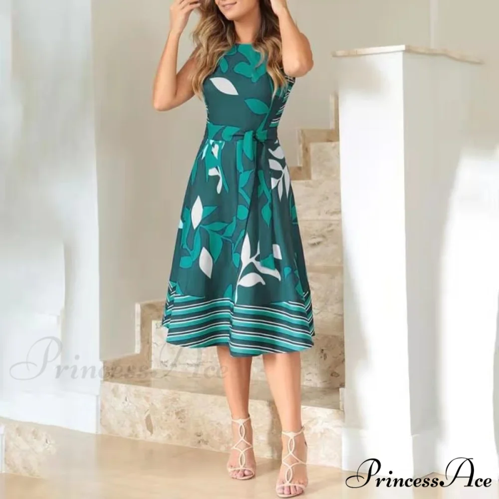 Pocket Design Belted Sleeveless Summer Dress - Image 6