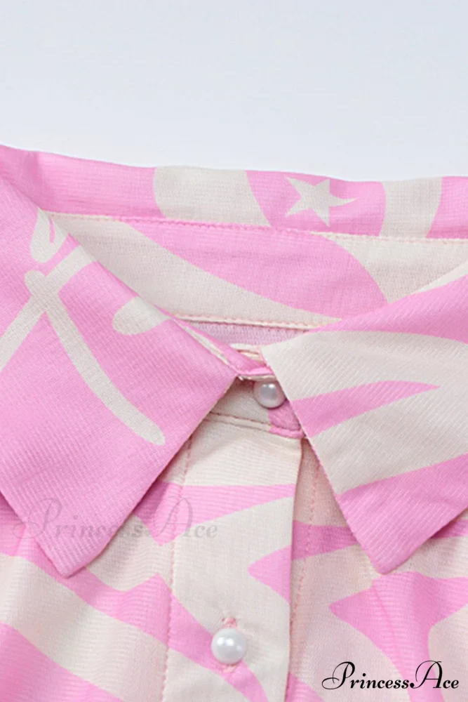Mesh Printed Blouse in Pink - Image 5