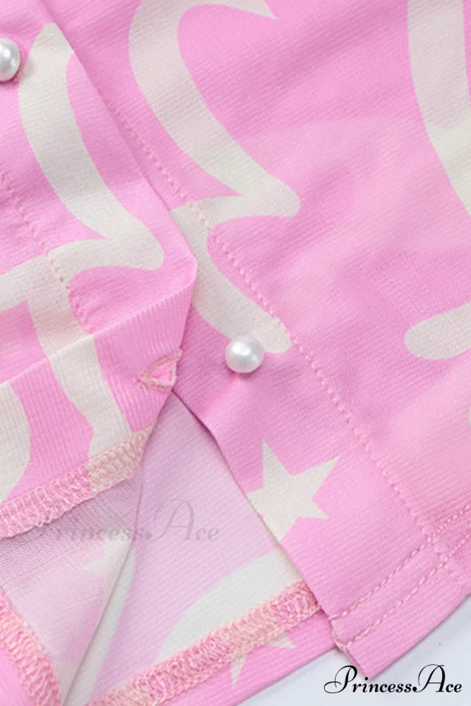Mesh Printed Blouse in Pink - Image 6