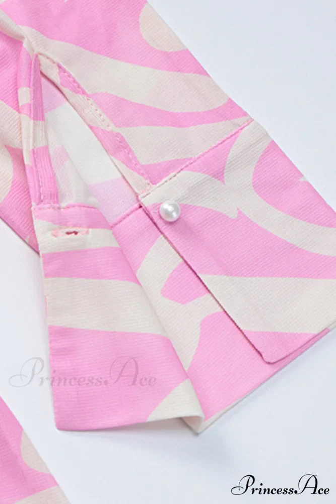 Mesh Printed Blouse in Pink - Image 8