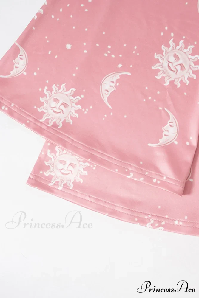 Pink Abstract Print Flares Pants - Image 7