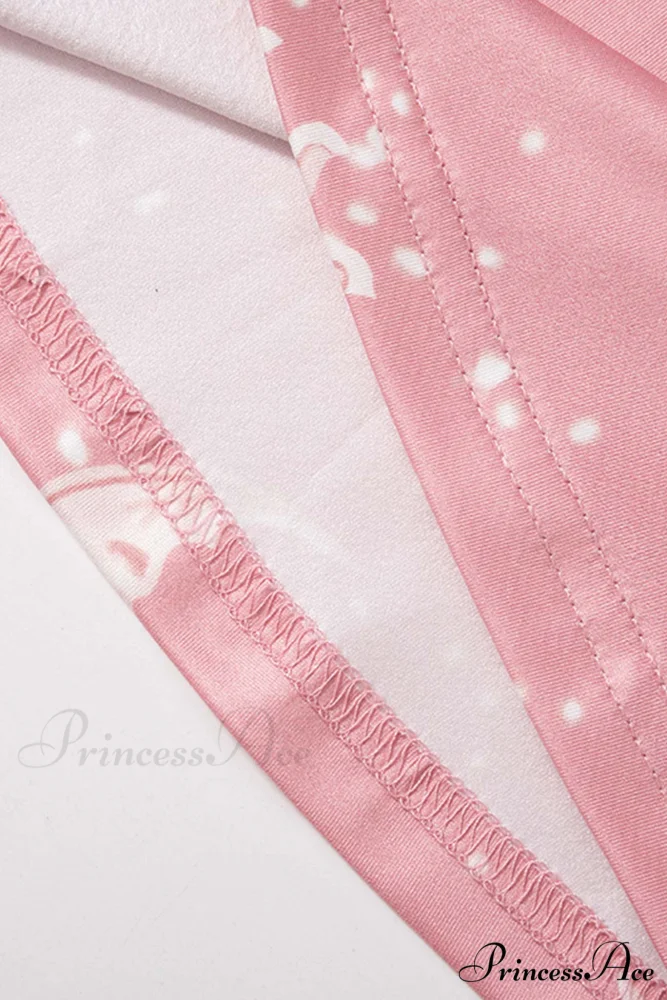 Pink Abstract Print Flares Pants - Image 8