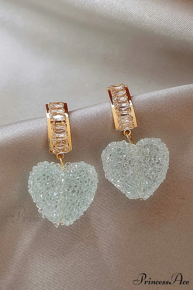 Peach Heart Earrings with Rhinestones - Image 5