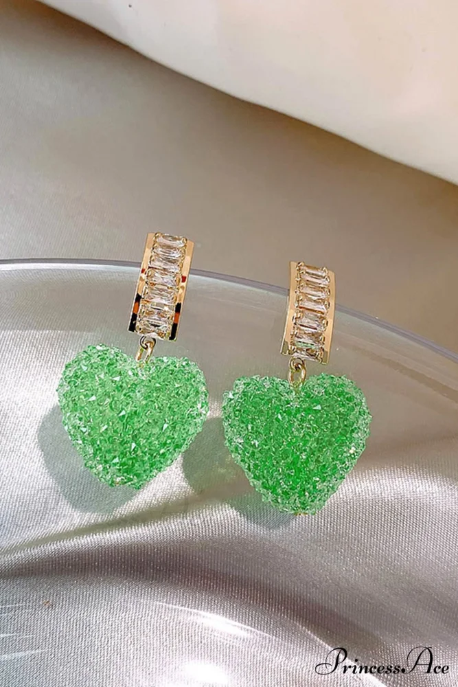 Peach Heart Earrings with Rhinestones - Image 6