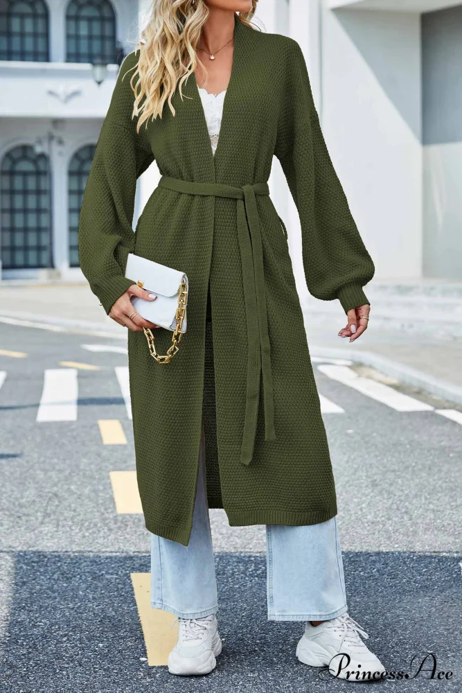 Long Cardigan with Open Front and Tie-waist - Image 10