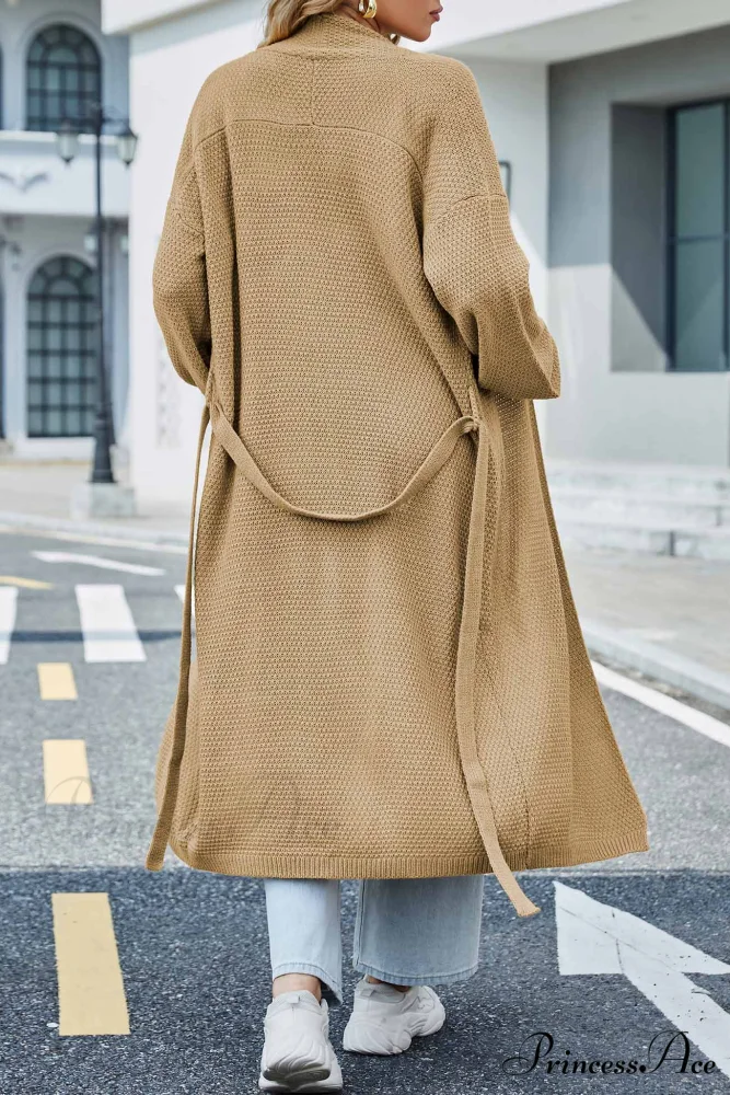Long Cardigan with Open Front and Tie-waist - Image 6