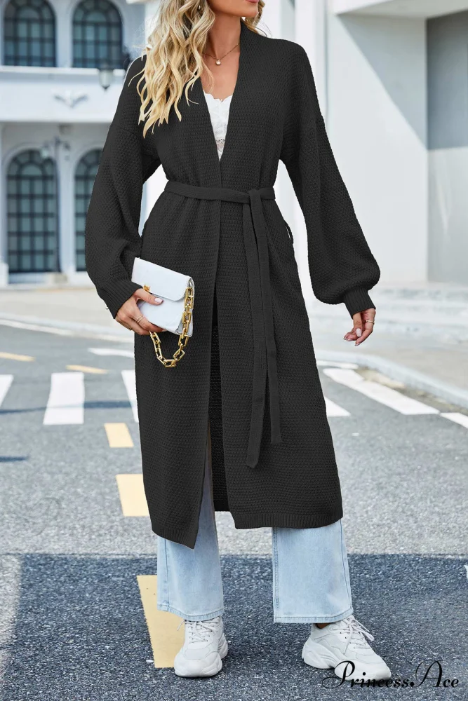 Long Cardigan with Open Front and Tie-waist - Image 8