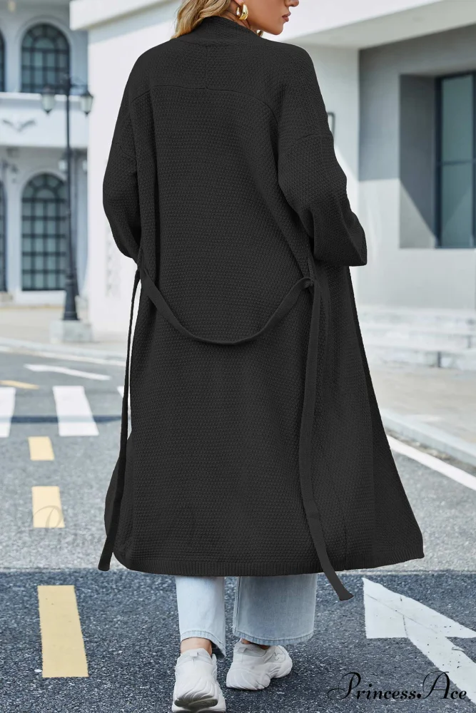 Long Cardigan with Open Front and Tie-waist - Image 9