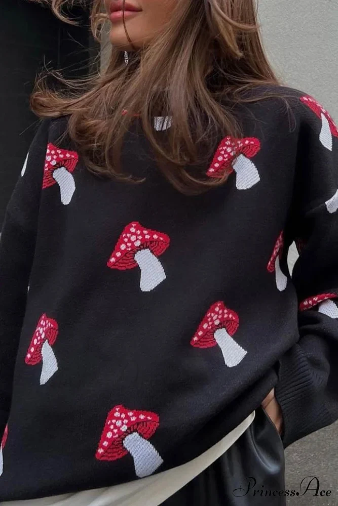 Graphic Mushroom Pullover Sweater - Image 10