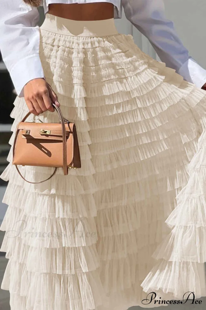 A-line Tiered Mesh Skirt - Image 15