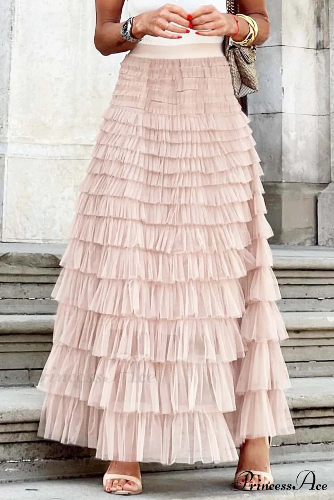 A-line Tiered Mesh Skirt - Image 16