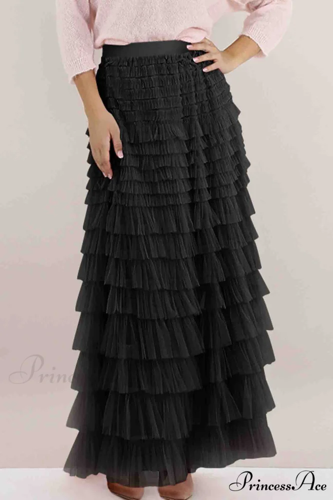 A-line Tiered Mesh Skirt - Image 6