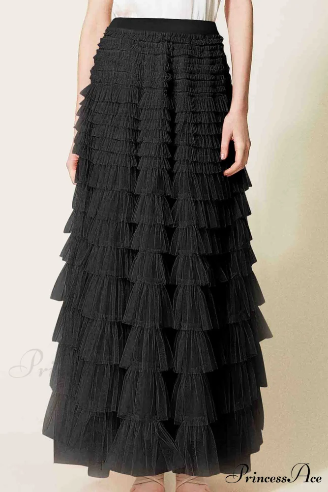 A-line Tiered Mesh Skirt - Image 9