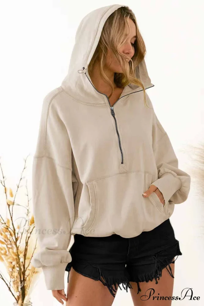 Hooded Sweatshirt with Zipper Pocket and Drawstring - Image 3