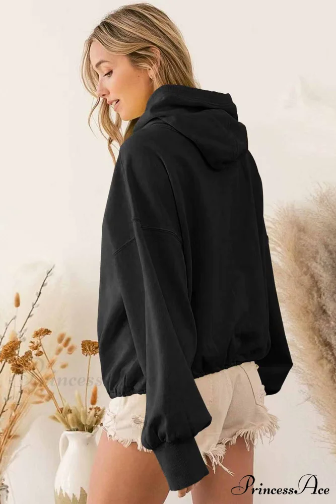 Hooded Sweatshirt with Zipper Pocket and Drawstring - Image 4