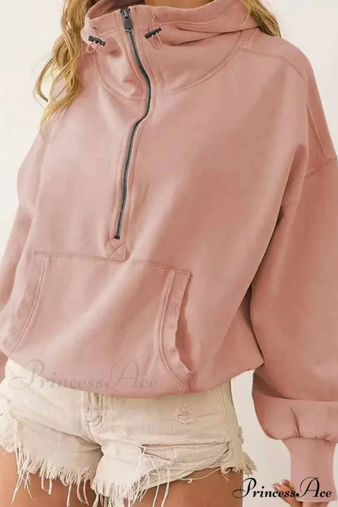 Hooded Sweatshirt with Zipper Pocket and Drawstring - Image 6