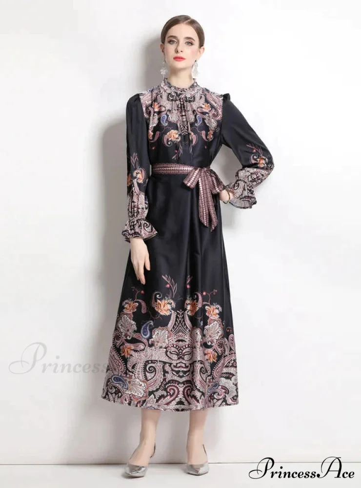 Retro Palace Horn Sleeve Dress - Image 3
