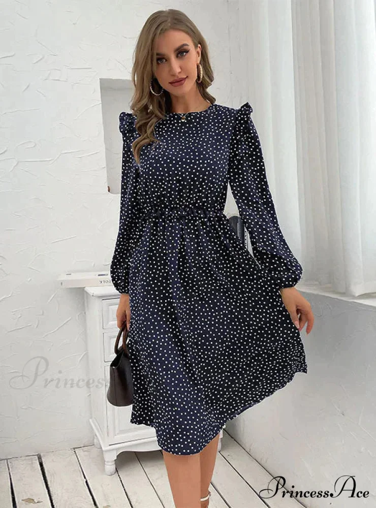 Polka Dot Long Sleeve Dress - Image 2