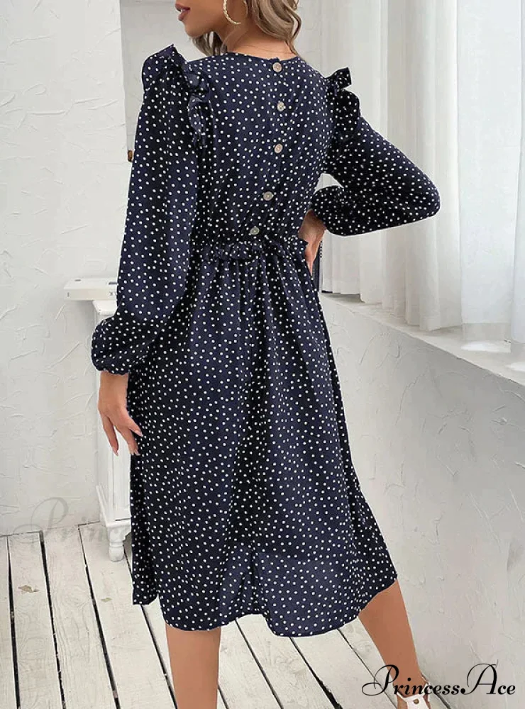 Polka Dot Long Sleeve Dress - Image 3