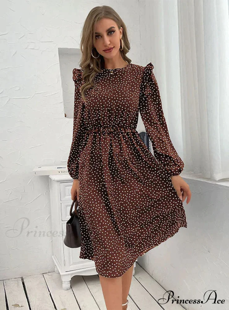 Polka Dot Long Sleeve Dress - Image 4