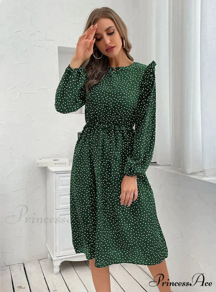 Polka Dot Long Sleeve Dress - Image 5
