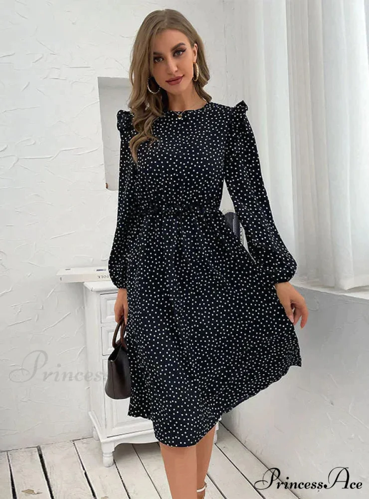 Polka Dot Long Sleeve Dress - Image 6
