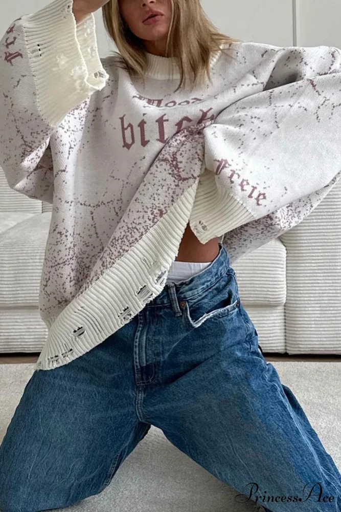 Embroidered Distressed Pullover Sweater - Image 15