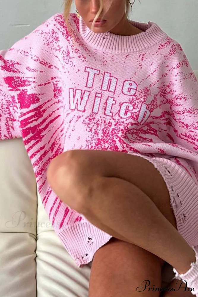 Embroidered Distressed Pullover Sweater - Image 2