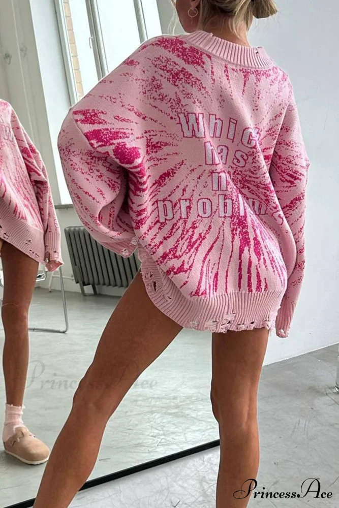 Embroidered Distressed Pullover Sweater - Image 4