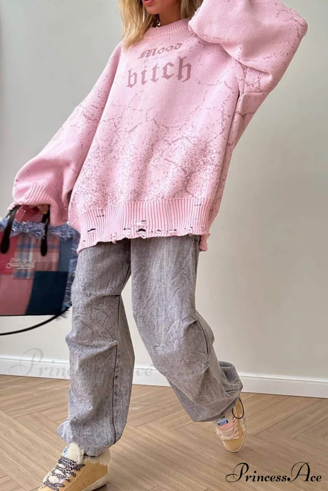 Embroidered Distressed Pullover Sweater - Image 9