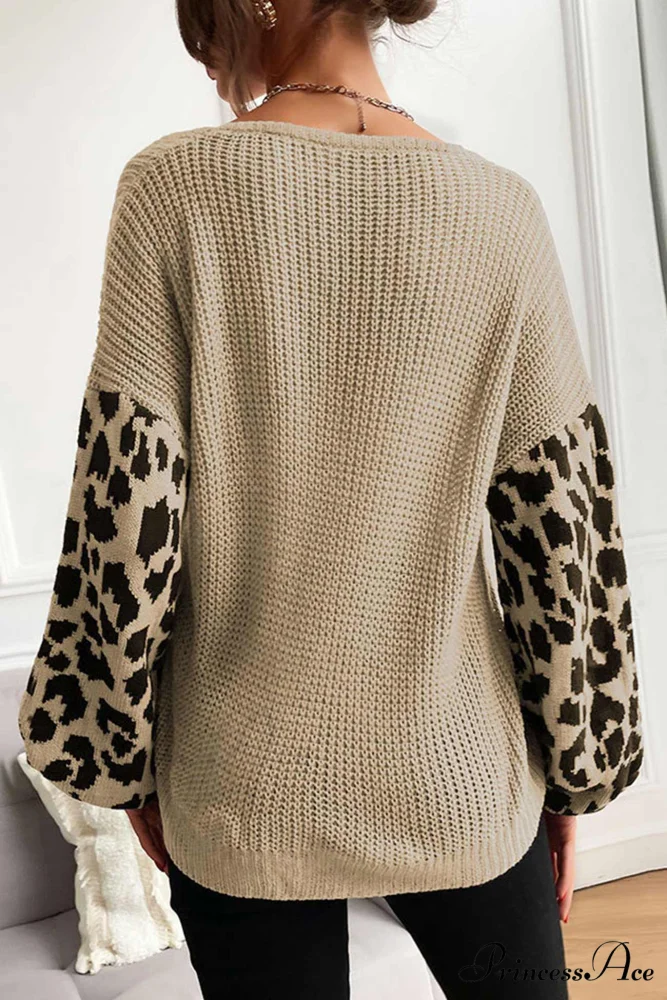 Leopard Patchwork Pullover Sweater - Image 11