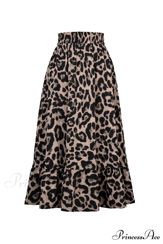 Leopard Print Pleated High Waist Skirt - Image 7