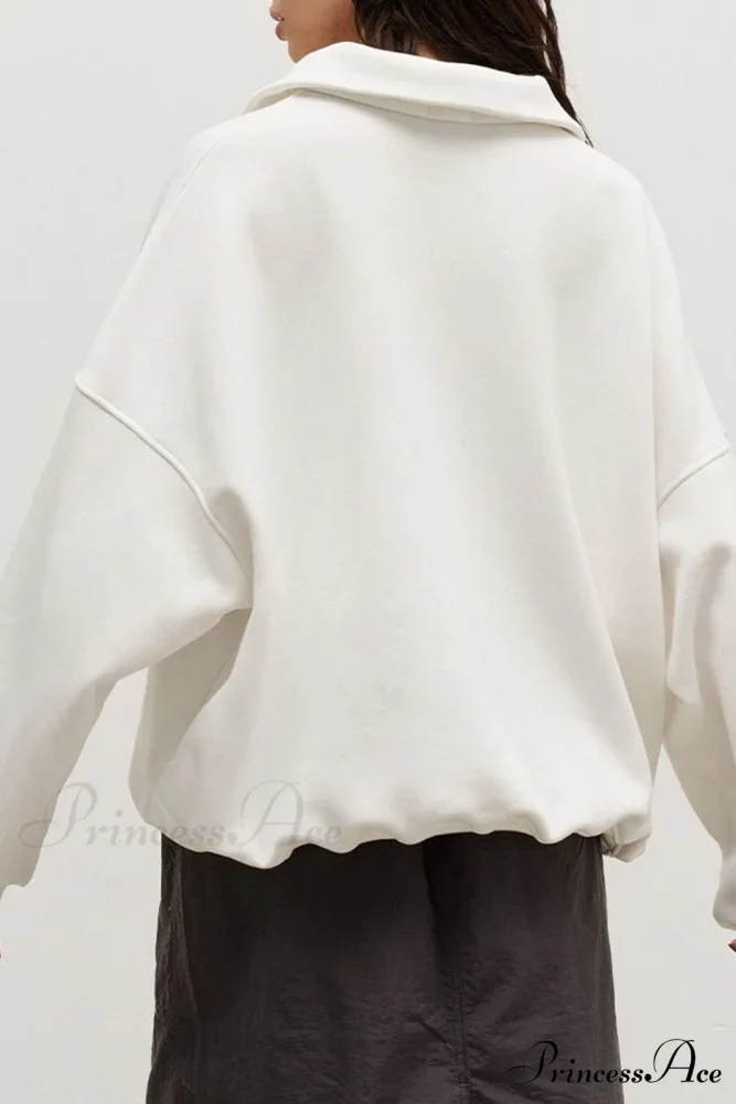 Solid Zipped Lapel Sweatshirt - Image 6