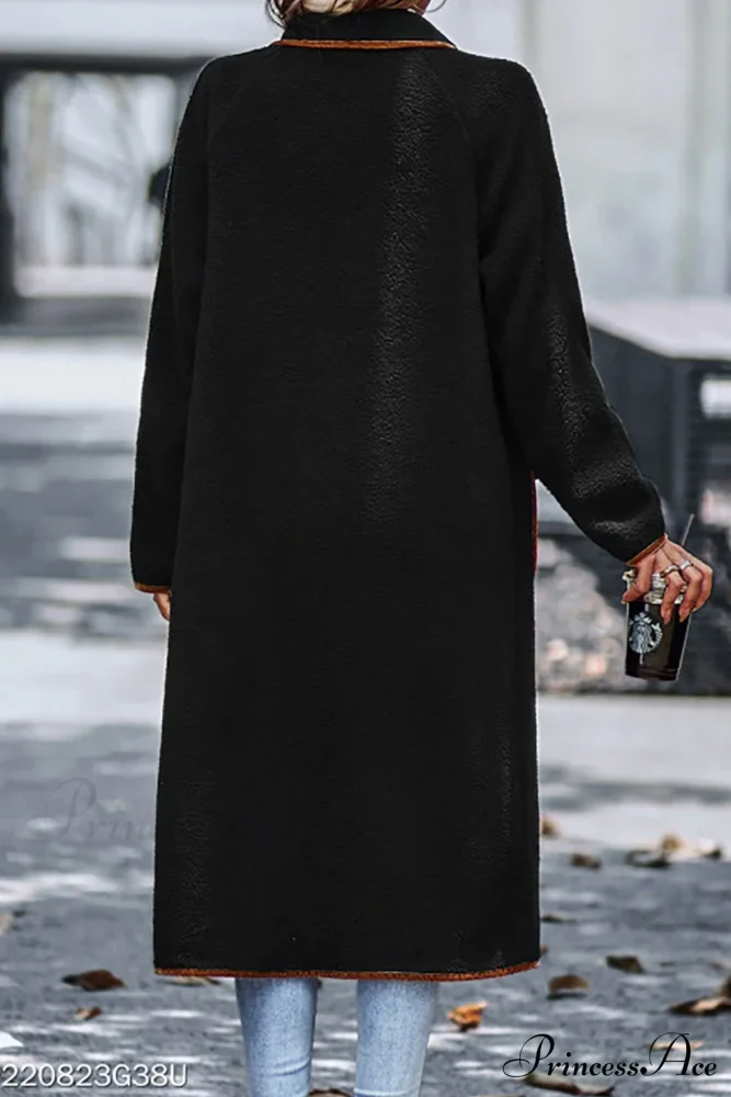 Plush Cardigan with Lapel Pocket - Image 11
